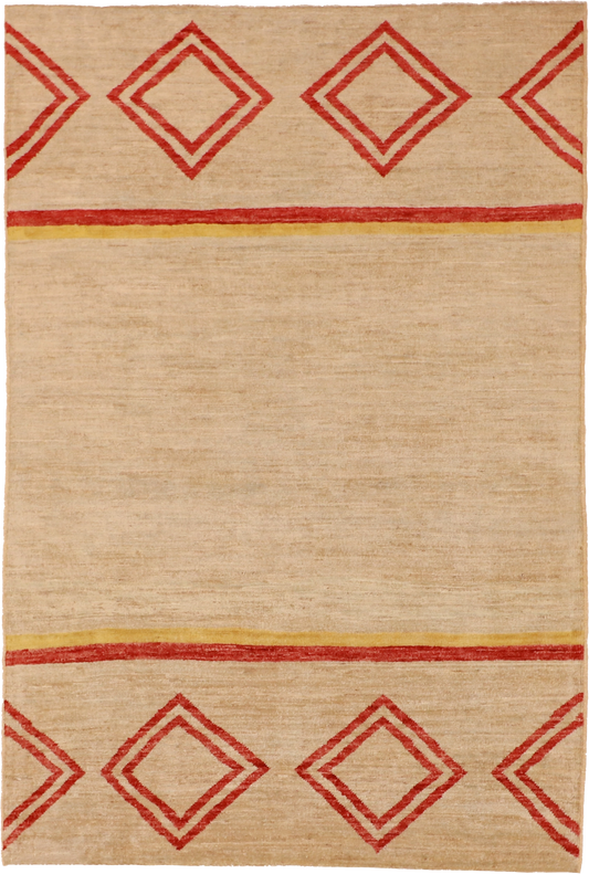 W 4.1 L 6.1 Mountain Modern 100% Wool Hand-Woven Geometric Design - 58224