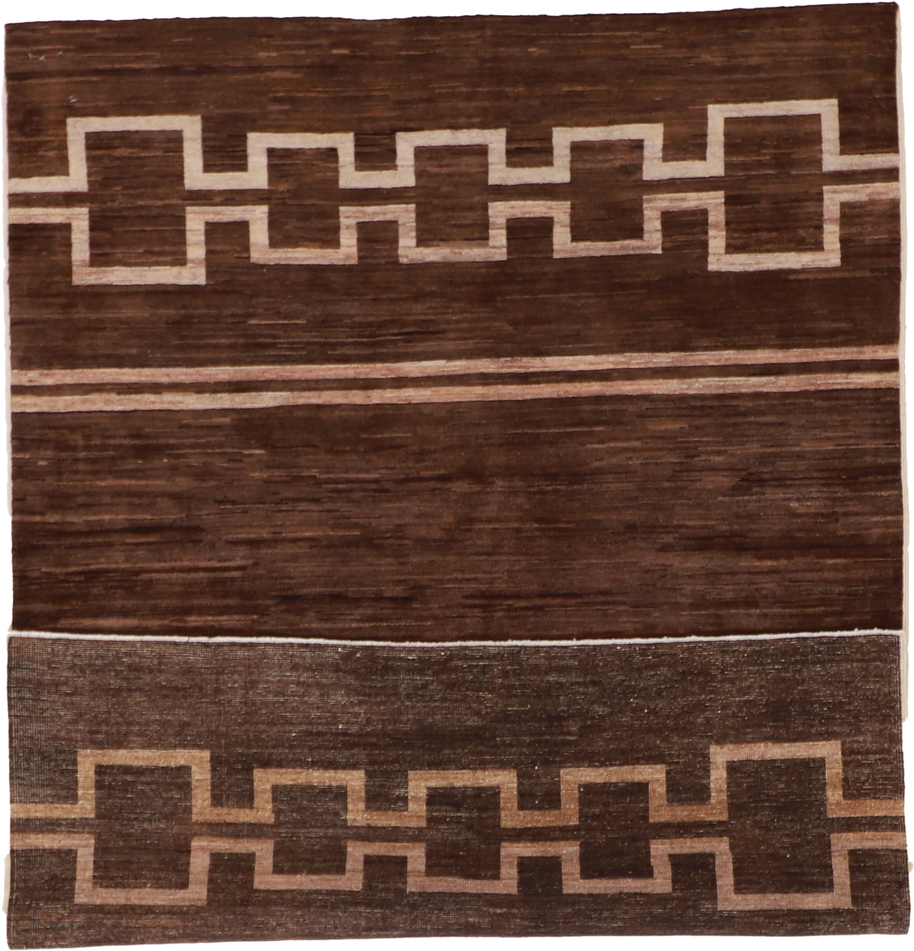 W 5 L 7 Mountain Modern 100% Wool Hand-Woven Geometric Design - 58226