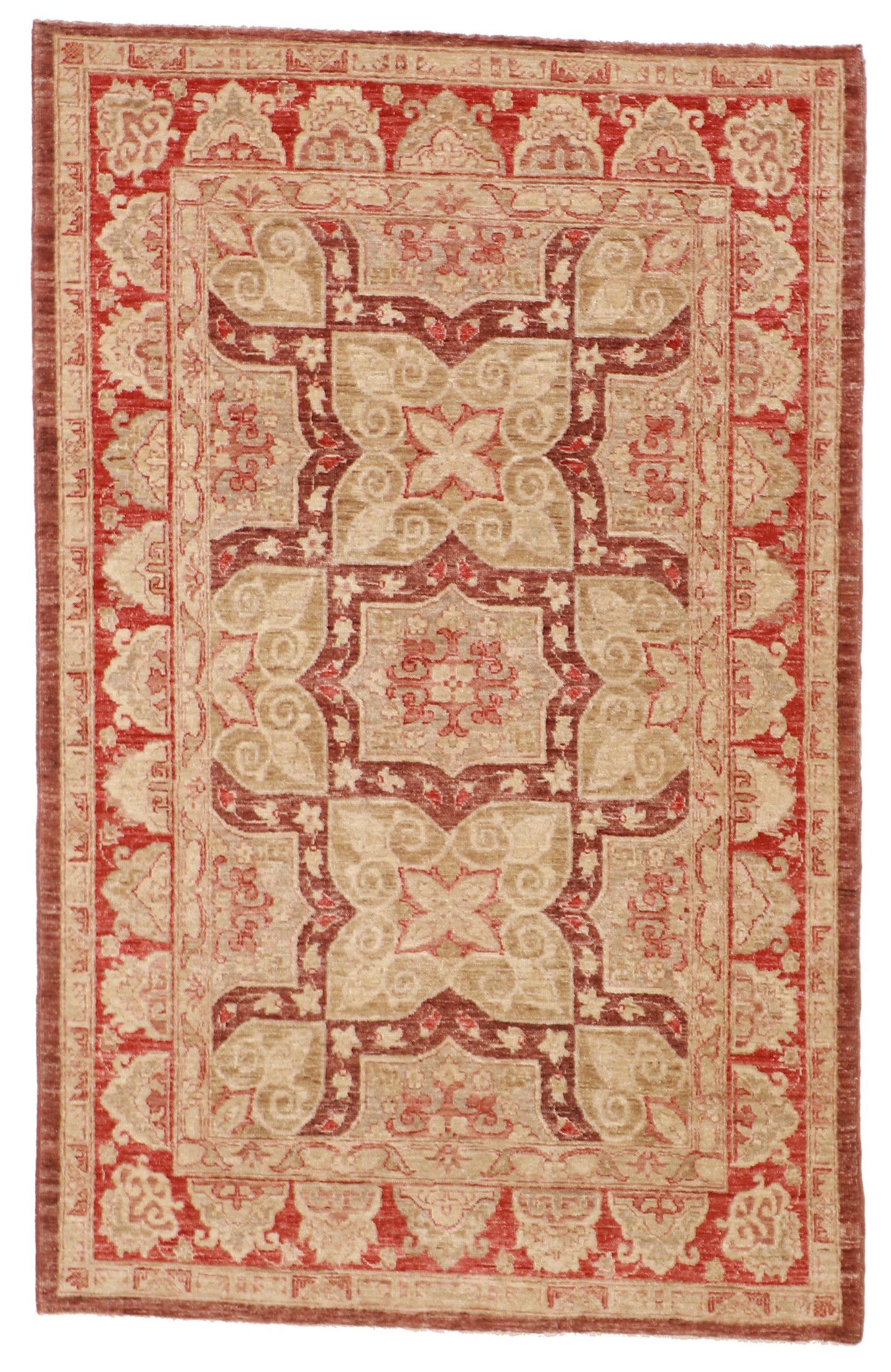 W 4 L 6.2 Sh Abbas 100% Wool Hand-Woven All-Over Design - 58229