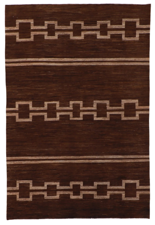 6.2 x 9 - Mountain Modern Wool Western Rectangle - Finest Hand-Knotted Quality Wool — 58236