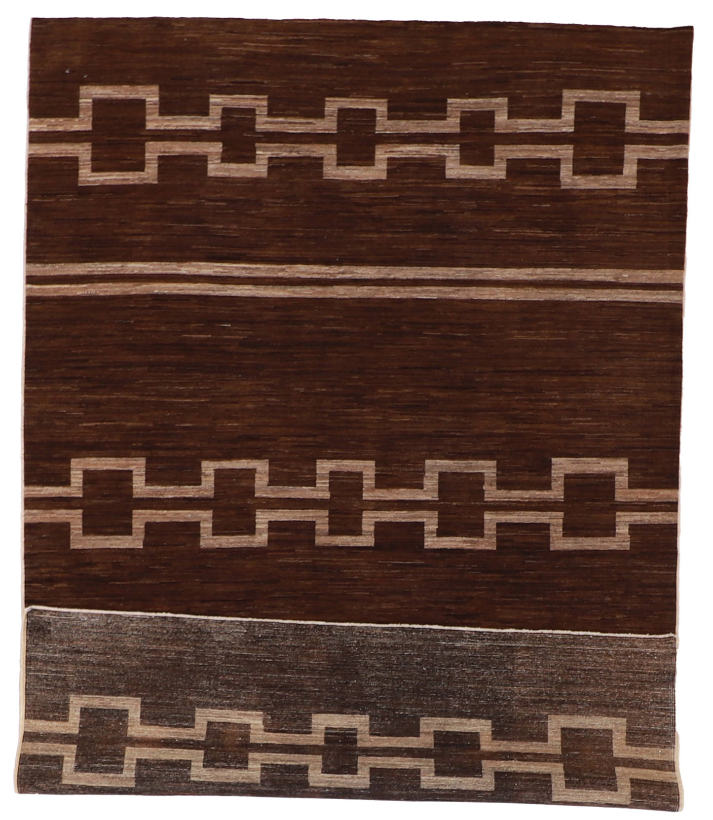 W 6.2 L 9 Mountain Modern 100% Wool Handmade Geometric Design - 58236