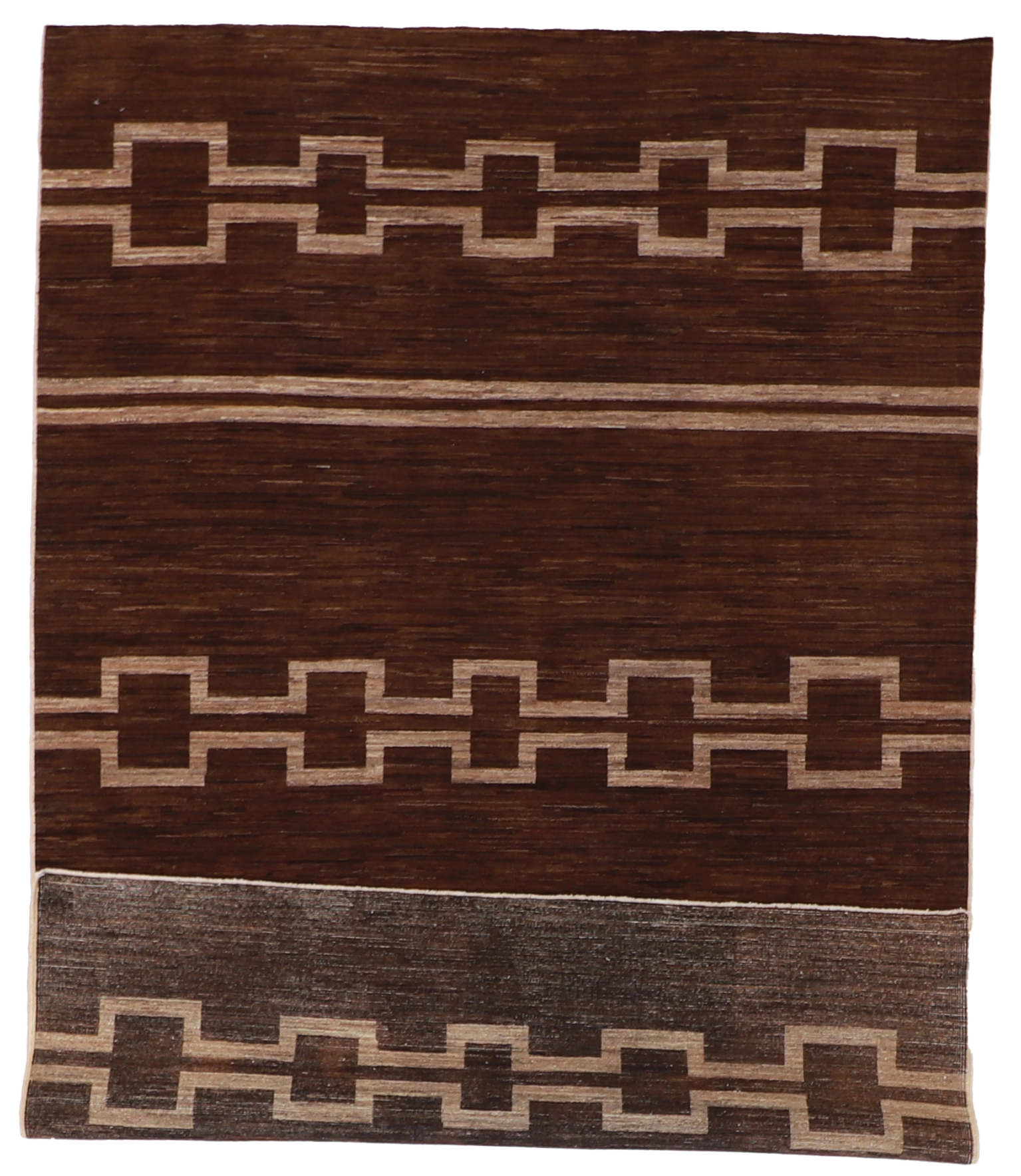 W 6.2 L 9 Mountain Modern 100% Wool Handmade Geometric Design - 58236