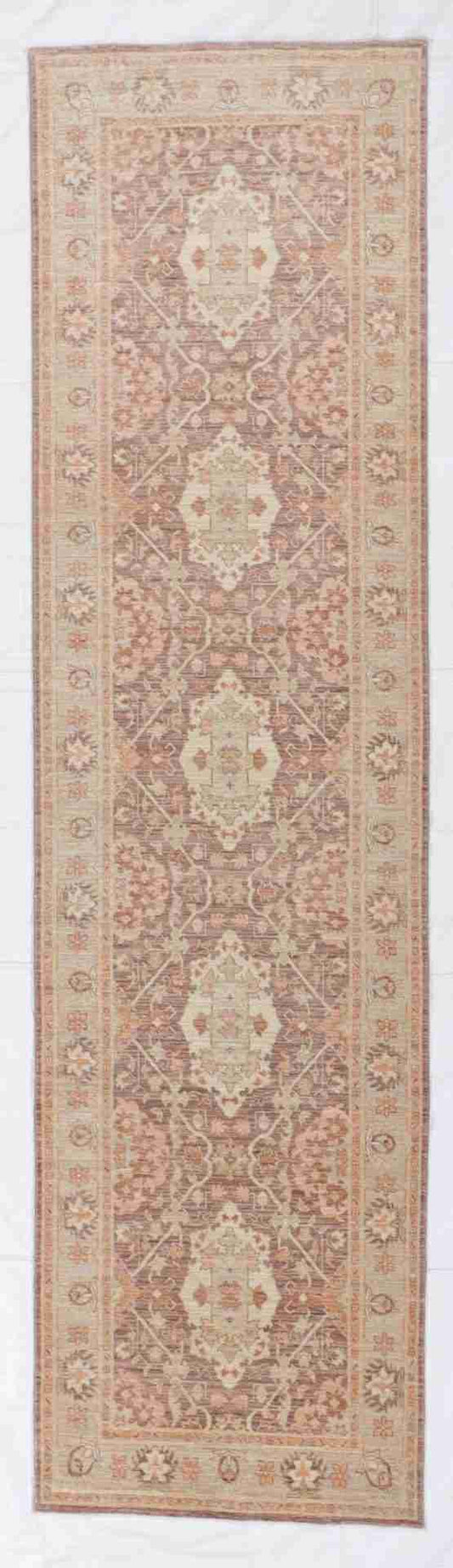 W 3.3 L 12.2 Farahan Runner 100% Wool Handmade All Over Design - 58262