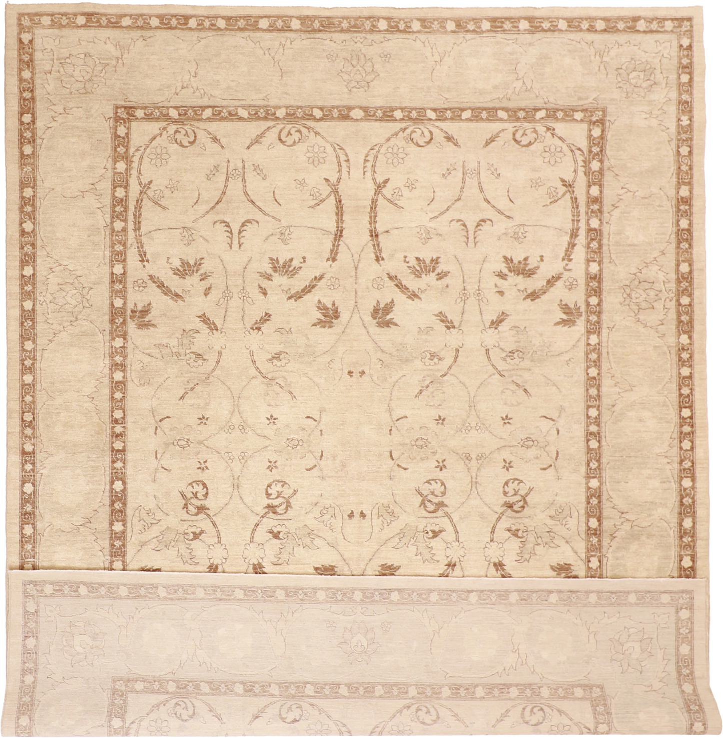 W 8 L 10.2 Qum 100% Wool Hand-Woven All-Over Design - 58277