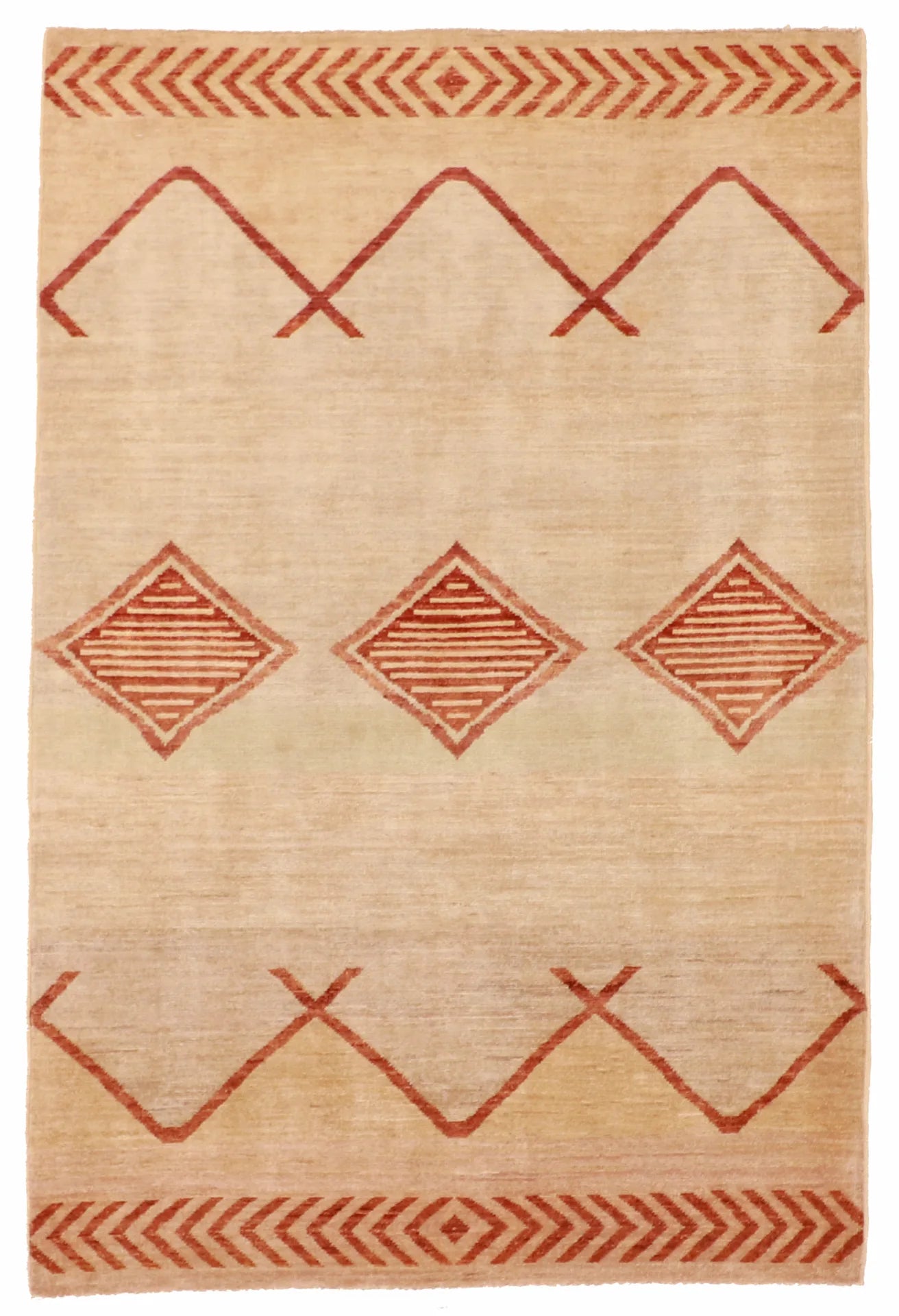 4.2 x 6.3 - Mountain Modern Wool Western Rectangle - Finest Hand-Knotted Quality Wool — 58290