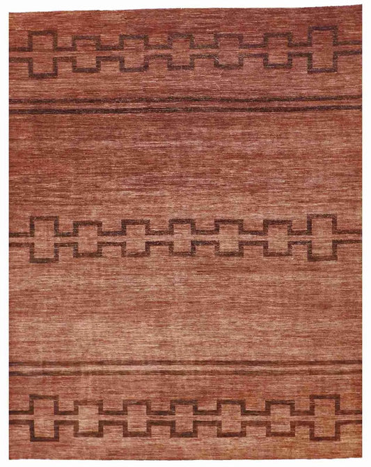 W 8.2 L 10.2 Modern 100% Wool Hand-Woven All-Over Design - 58296