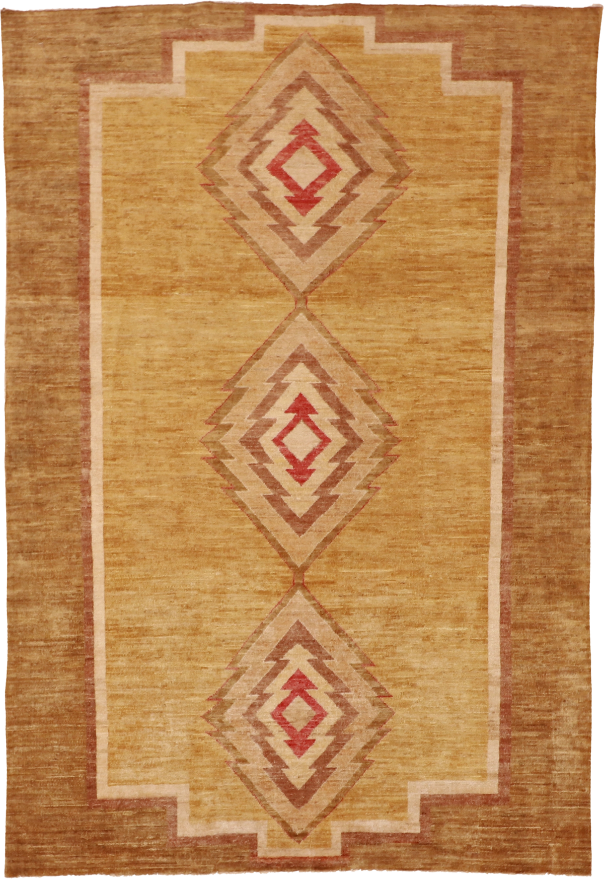 W 4.9 L 7.2 Mountain Modern 100% Wool Hand-Woven All-Over Design - 58299