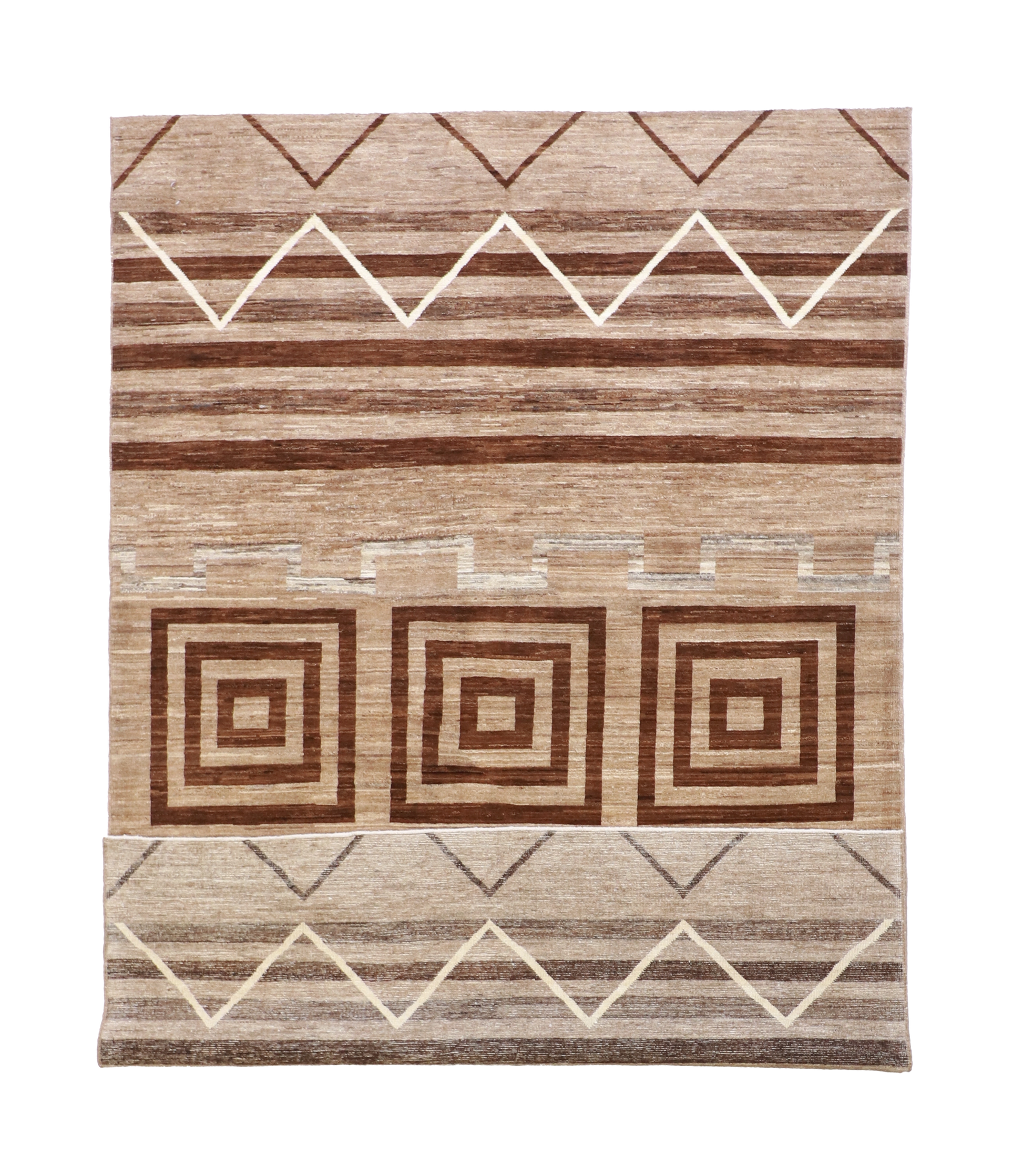 W 6 - L 9.2 - Mountain Modern Wool All Over Rectangle - Hand Woven Rug - 58310