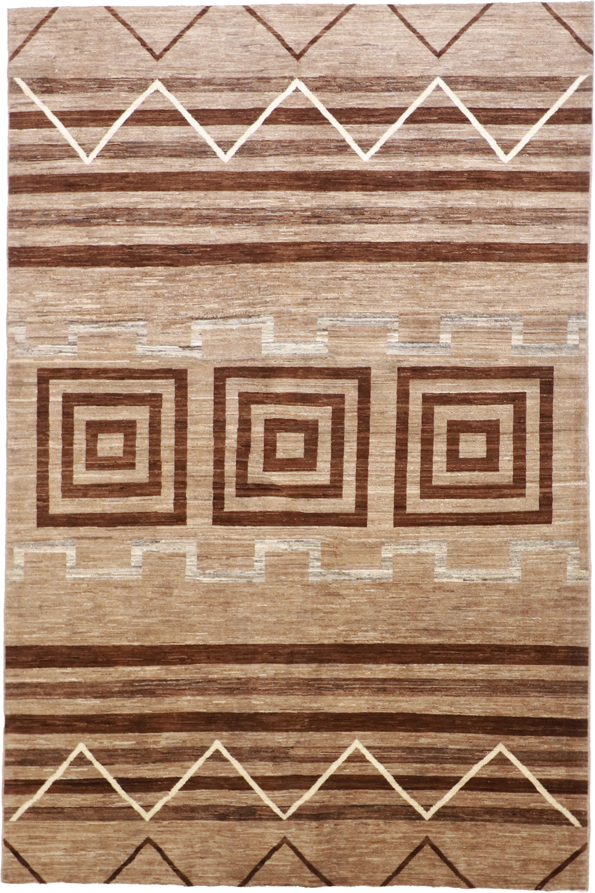 W 6 L 9.2 Mountain Modern 100% Wool Hand-Woven All-Over Design - 58310