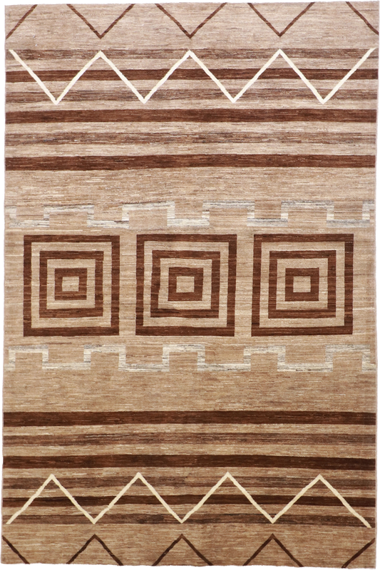 W 6 L 9.2 Mountain Modern 100% Wool Hand-Woven All-Over Design - 58310
