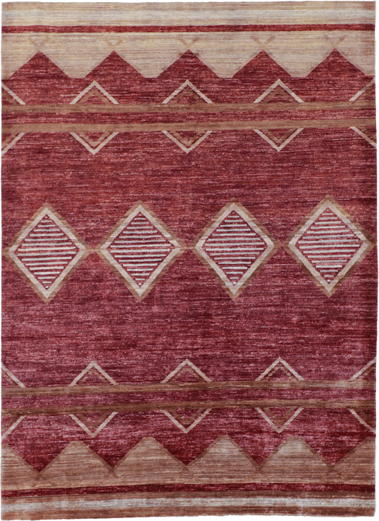 W 5.2 L 7 Mountain Modern 100% Wool Hand-Woven Geometric Design - 58312