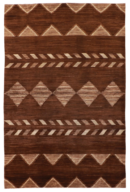 6.3 x 9.5 - Navajo Wool Western Rectangle - Finest Hand-Knotted Quality Wool — 58314