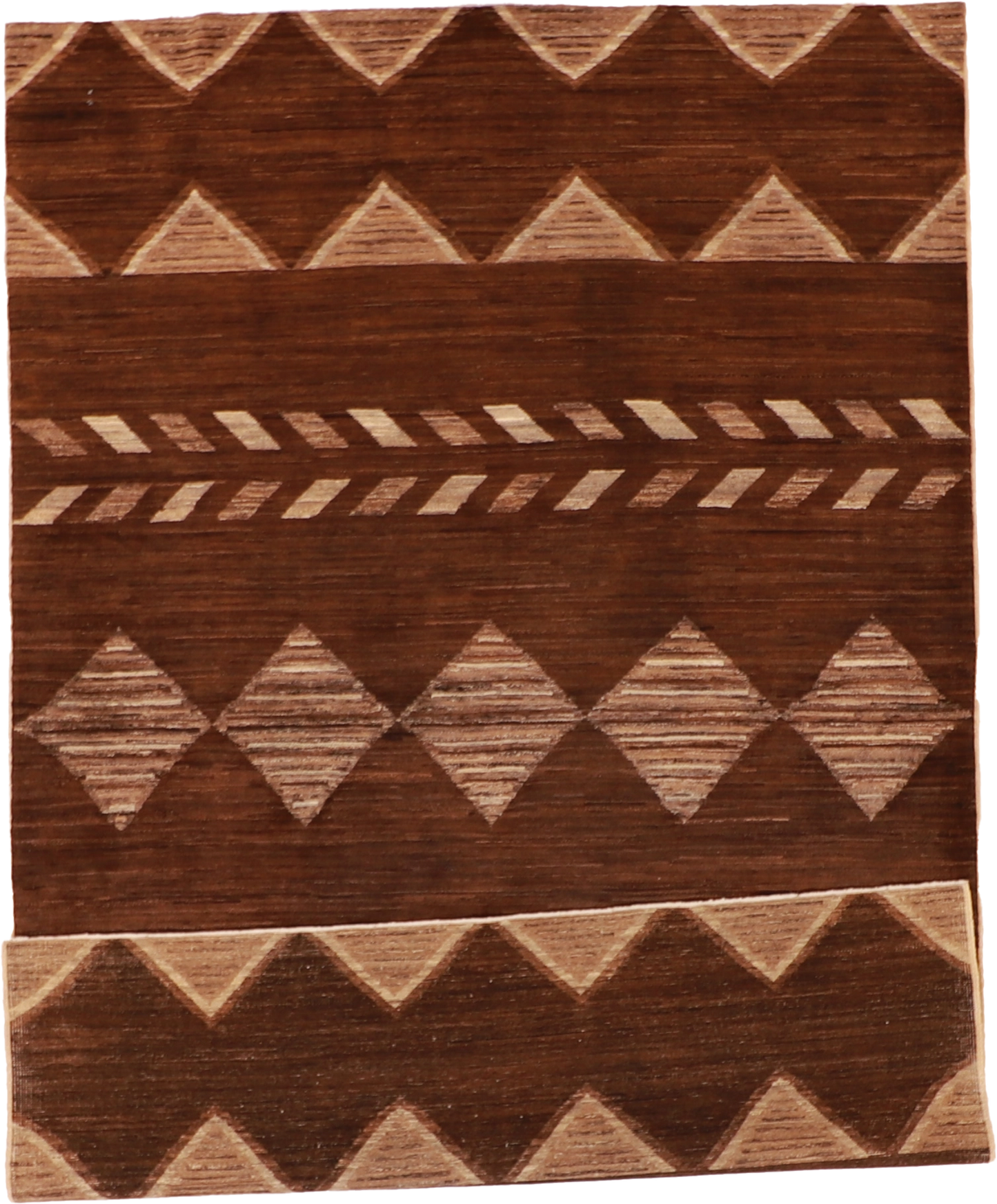 W 6.3 L 9.5 Mountain Modern 100% Wool Handmade Geometric Design - 58314