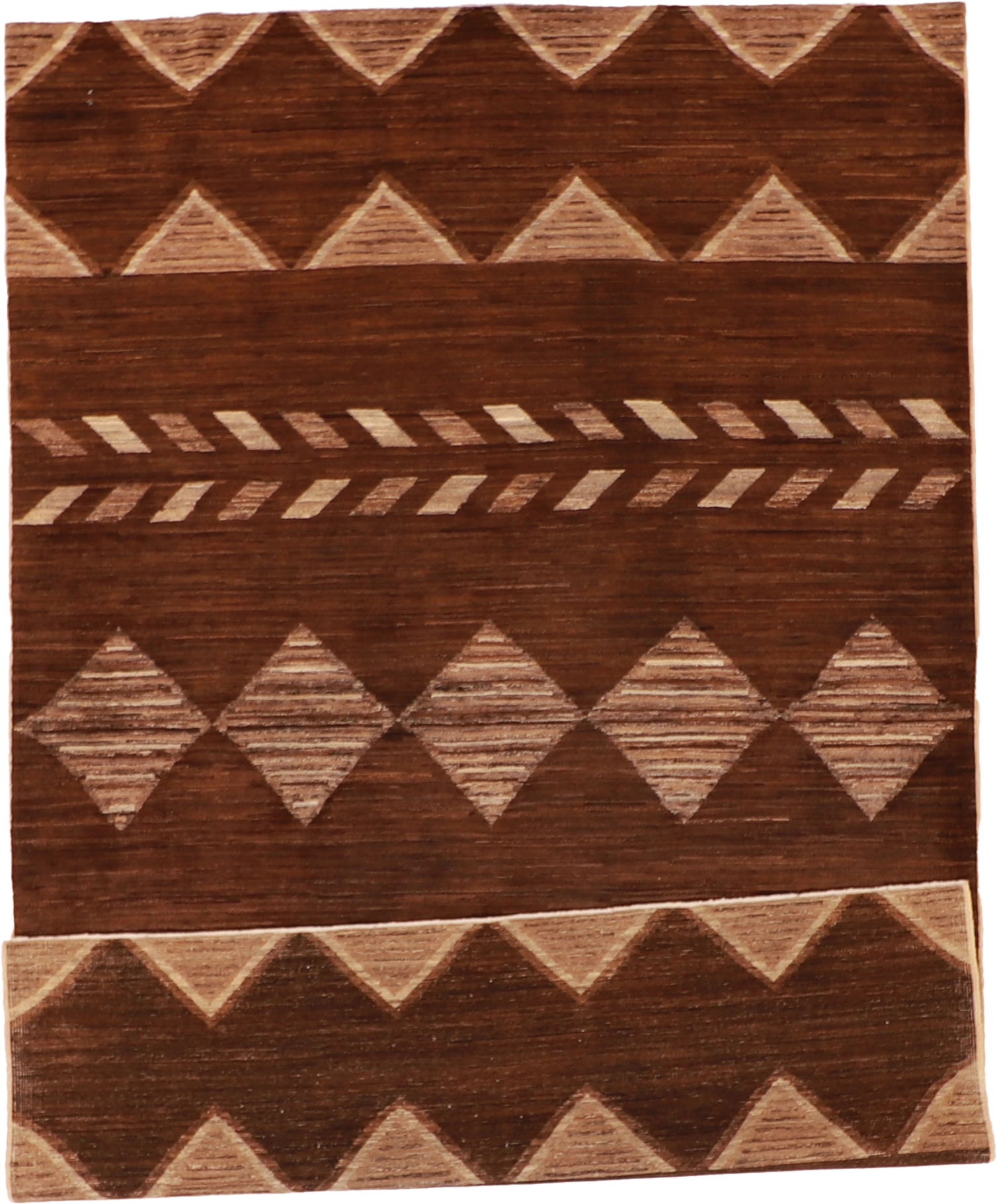 W 6.3 L 9.5 Mountain Modern 100% Wool Handmade Geometric Design - 58314