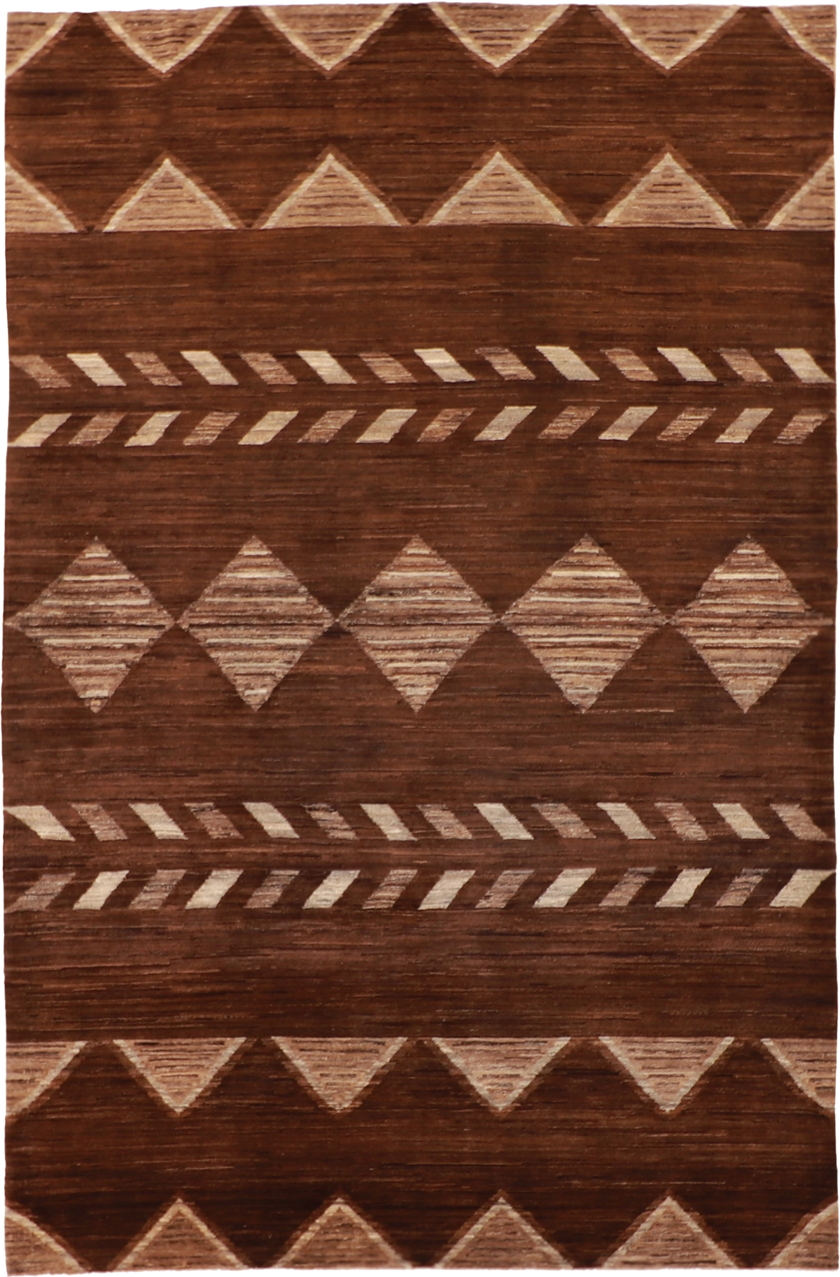 W 6.3 L 9.5 Mountain Modern 100% Wool Hand-Woven Geometric Design - 58314