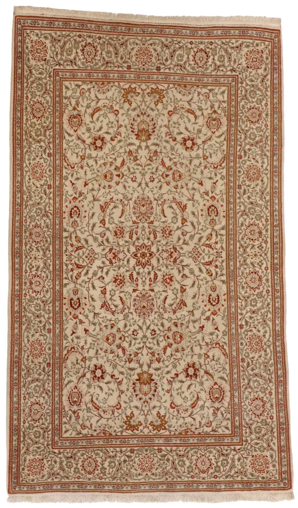 W 4 L 7 Kashan 100% Wool Hand-Woven All-Over Design - 58347