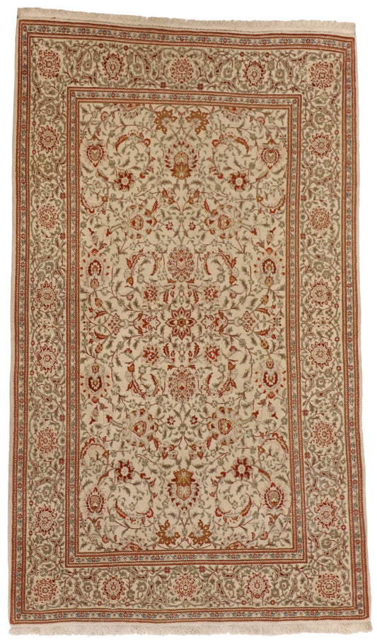 W 4 L 7 Kashan 100% Wool Hand-Woven All-Over Design - 58347