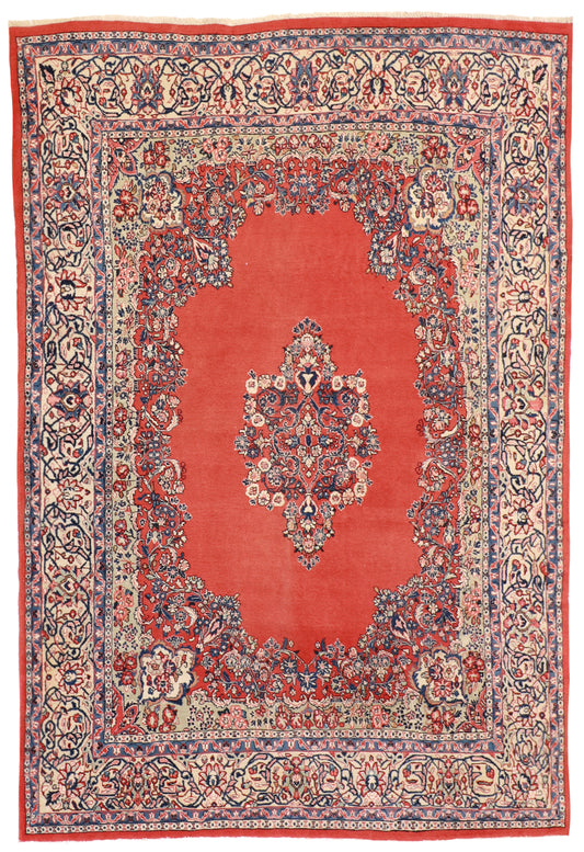 W 6.8 L 9.10 Sarouk S. Antique 100% Wool Hand-Woven Floral Design - 58358