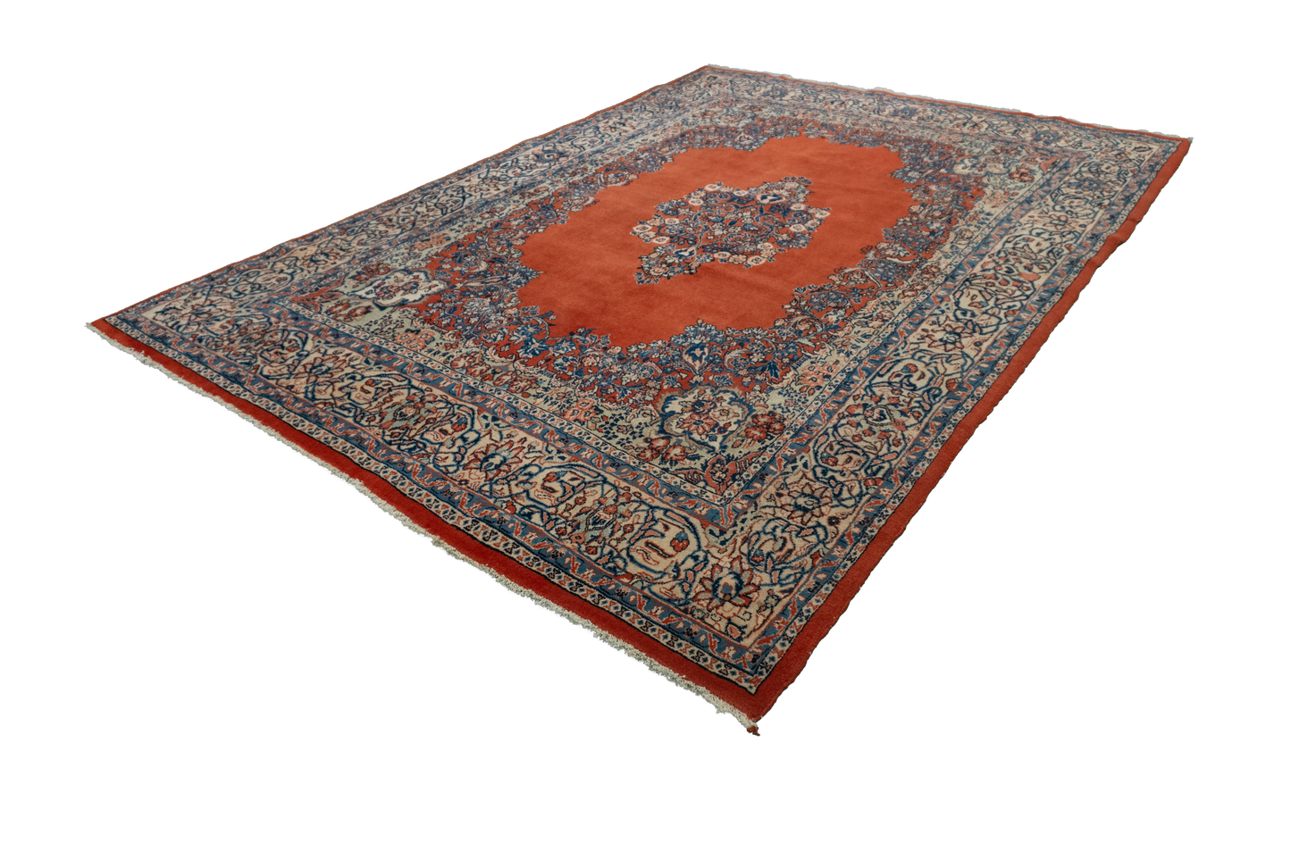 W 6.8 L 9.10 Sarouk S. Antique 100% Wool Hand-Woven Floral Design - 58358