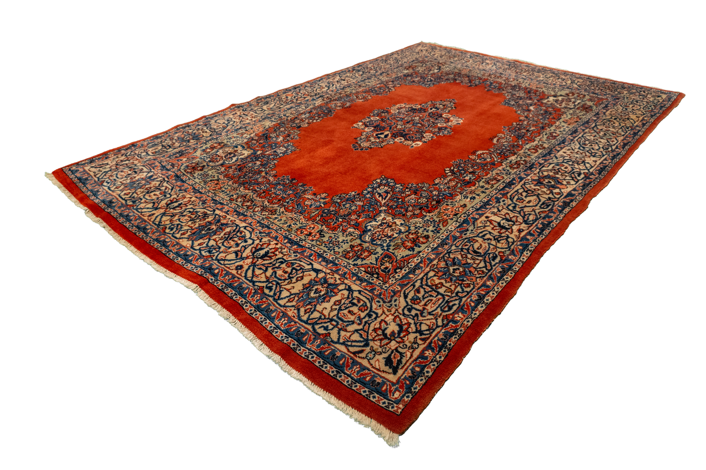 W 6.8 L 9.10 Sarouk S. Antique 100% Wool Hand-Woven Floral Design - 58358