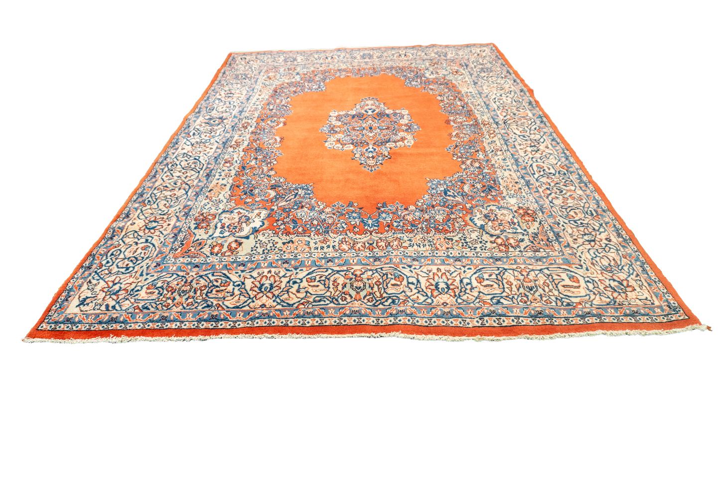 W 6.8 L 9.10 Sarouk S. Antique 100% Wool Hand-Woven Floral Design - 58358