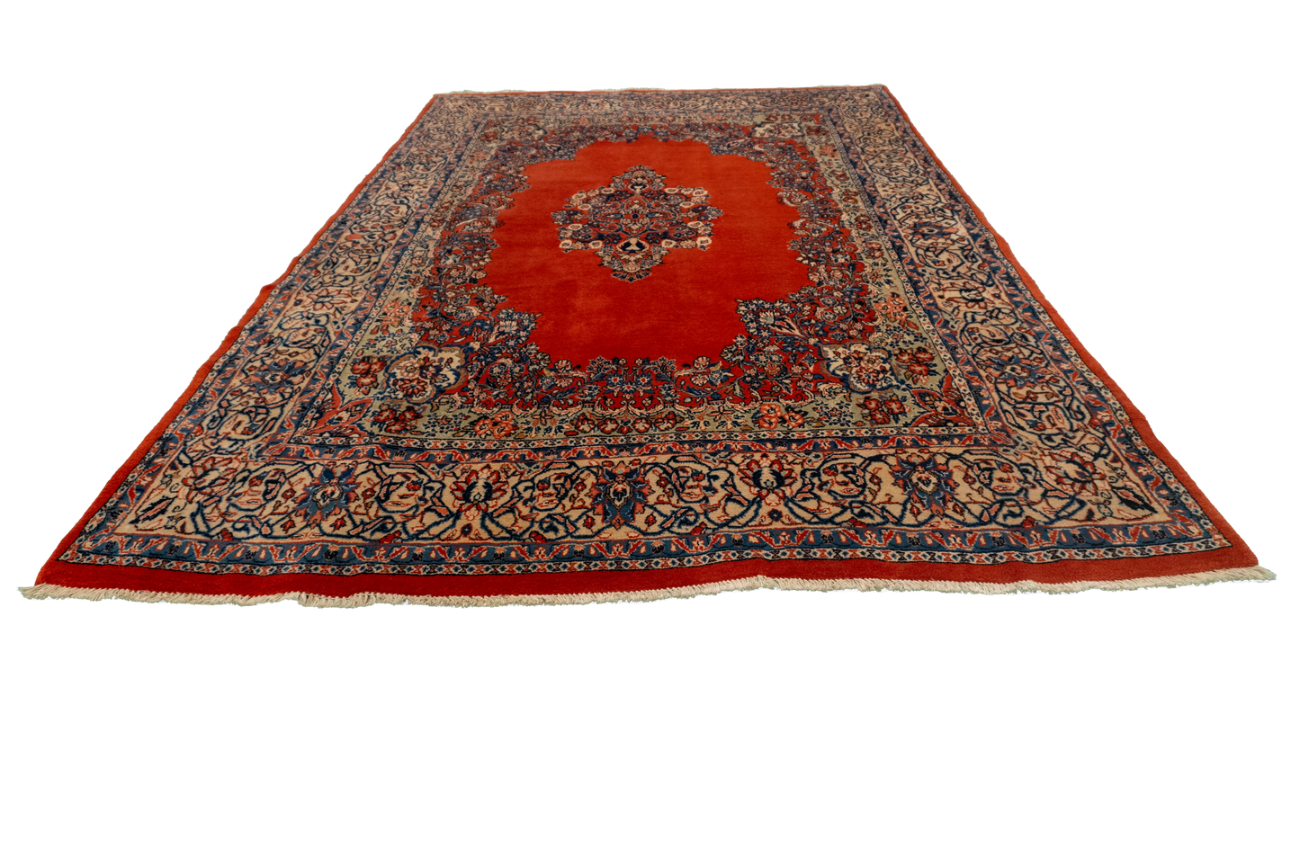 W 6.8 L 9.10 Sarouk S. Antique 100% Wool Hand-Woven Floral Design - 58358