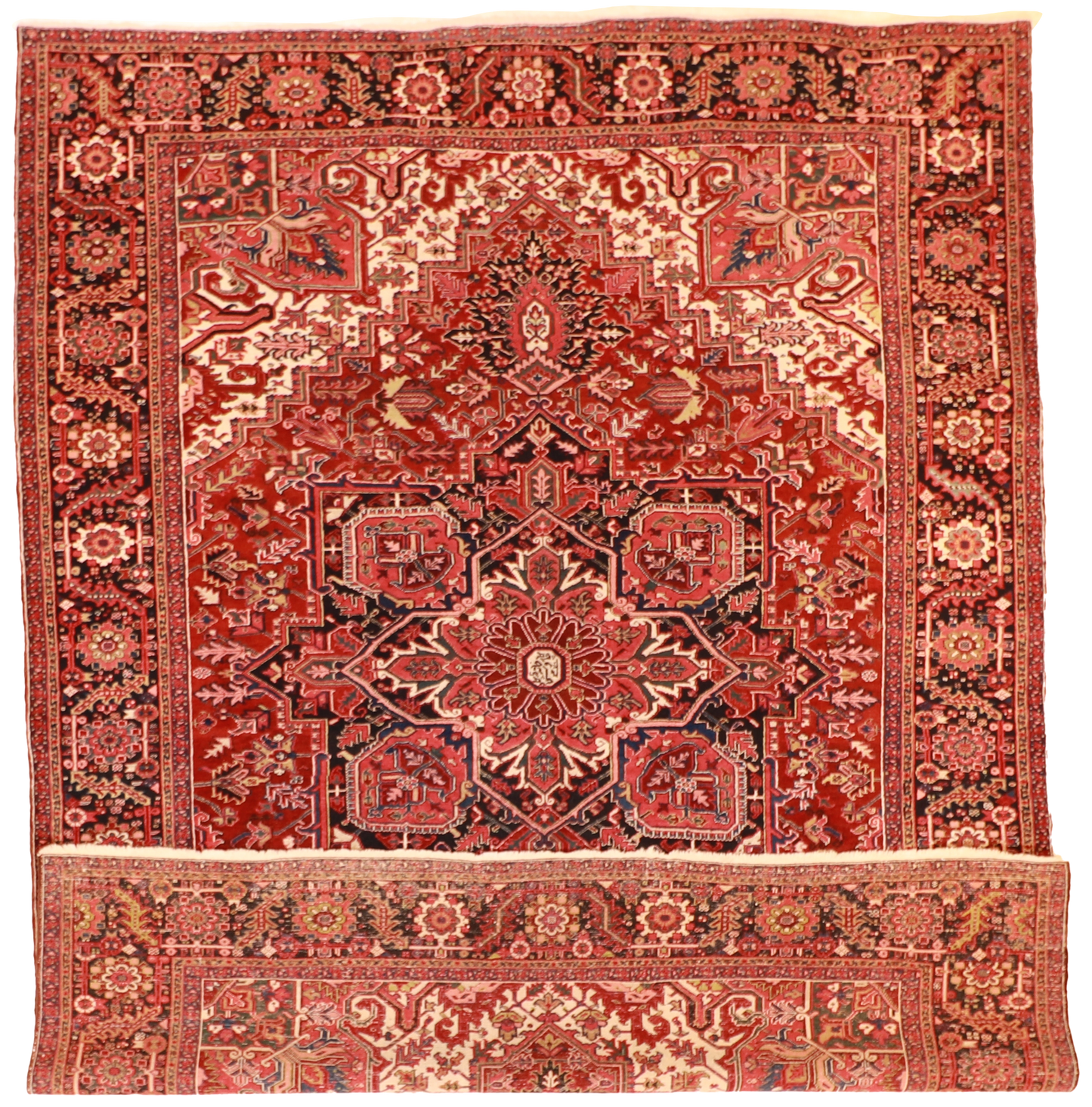W 9.5 L 12.3 Heriz 100% Wool Hand-Woven Geometric Design - 58360