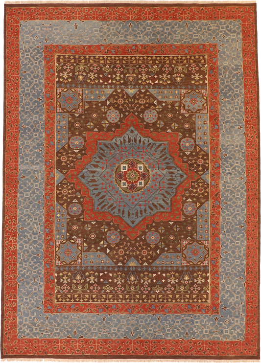 W 9.10 L 13.8 Heriz 100% Wool Hand-Woven Geometric Design - 58361