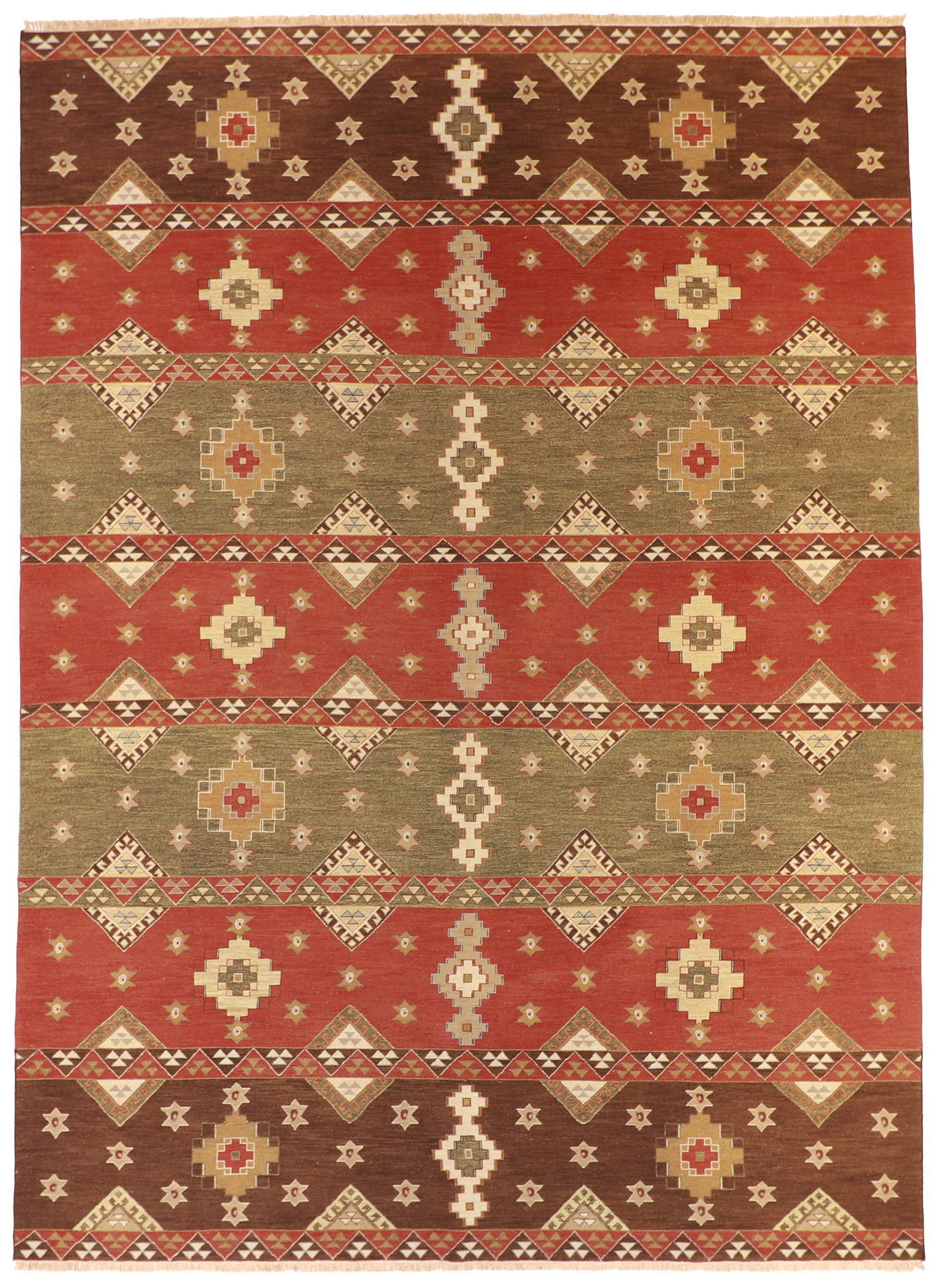 W 2.11 L 13.8 Navajo 100% Wool Hand-Woven Geometric Design - 58362