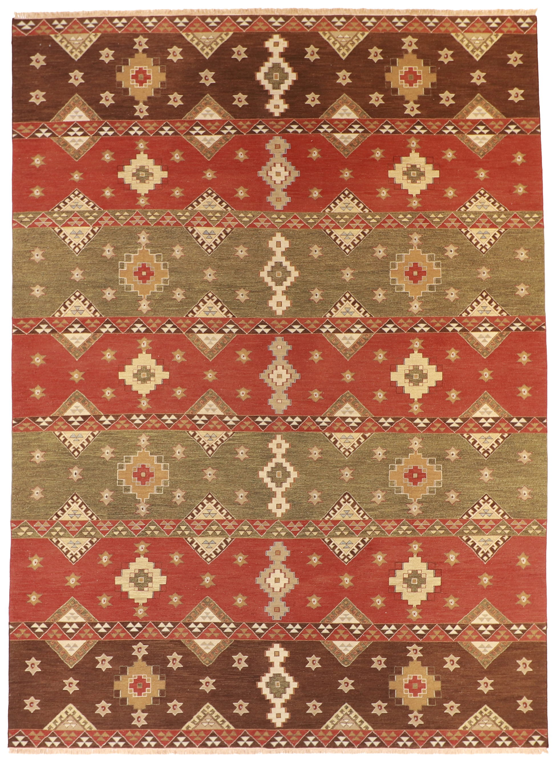 W 2.11 L 13.8 Navajo 100% Wool Hand-Woven Geometric Design - 58362