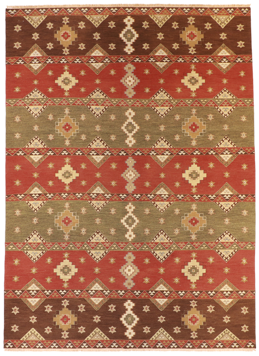 W 2.11 L 13.8 Navajo 100% Wool Hand-Woven Geometric Design - 58362