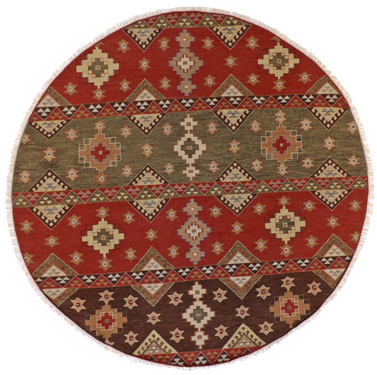 8x8 - Heriz Fine All Over Round - Hand Knotted Rug — 58365