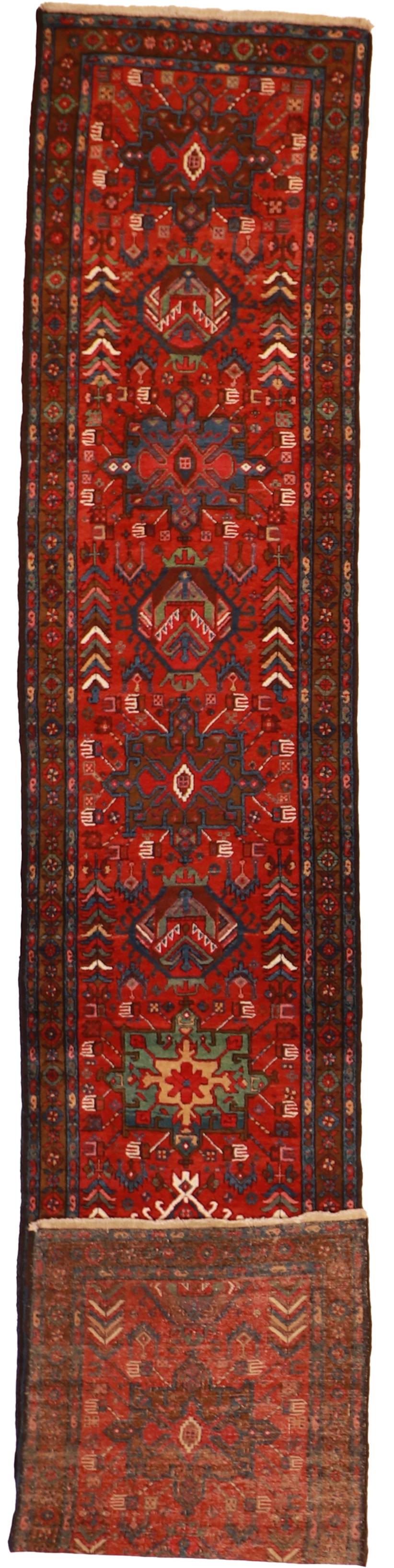 W 3.1 L 16.11 Karajeh Runner 100% Wool Hand-Woven Geometric Design - 58375