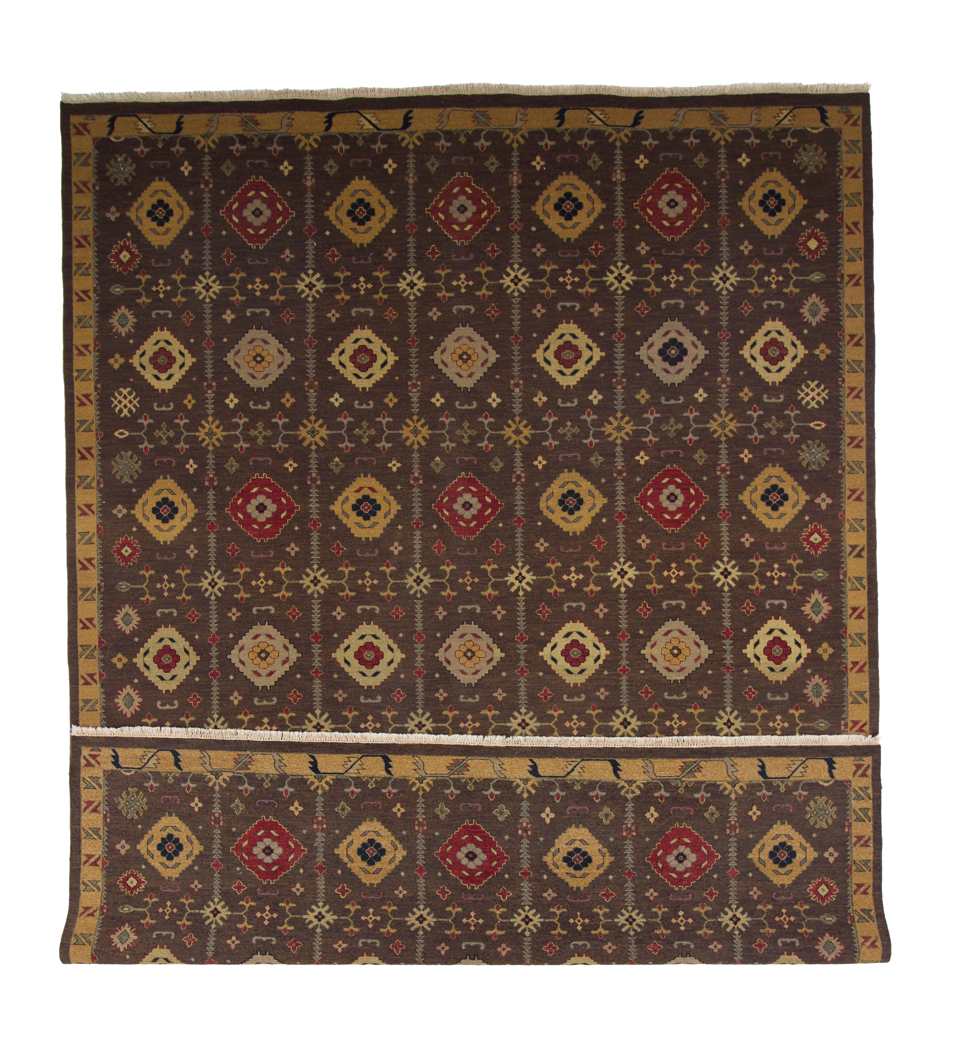 W 10.1 L 13.8 Navajo 100% Wool Hand-Woven Geometric Design - 58379