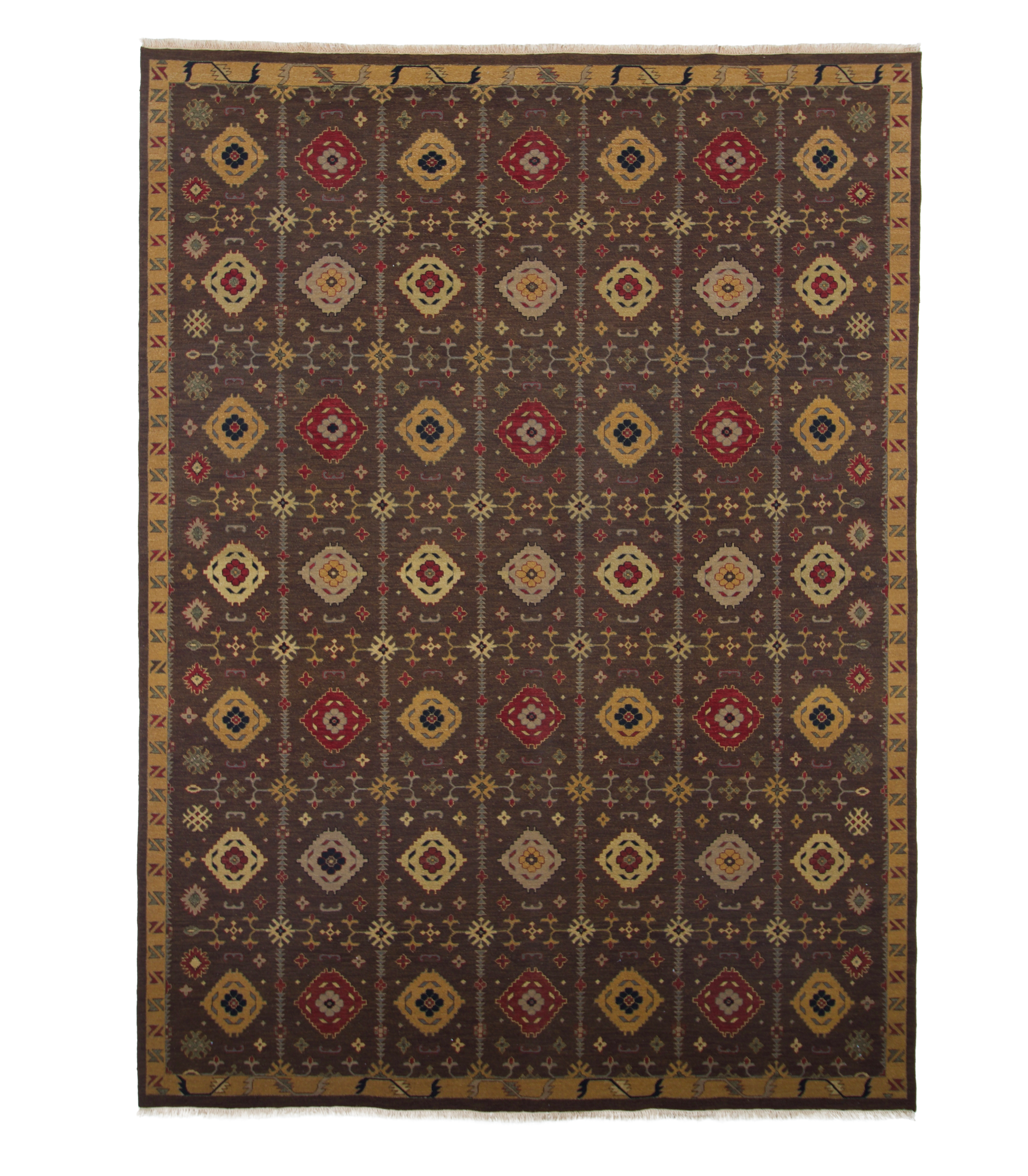 W 10.1 L 13.8 Navajo 100% Wool Hand-Woven Geometric Design - 58379