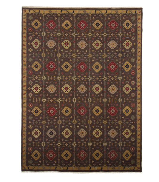 W 10.1 L 13.8 Navajo 100% Wool Hand-Woven Geometric Design - 58379
