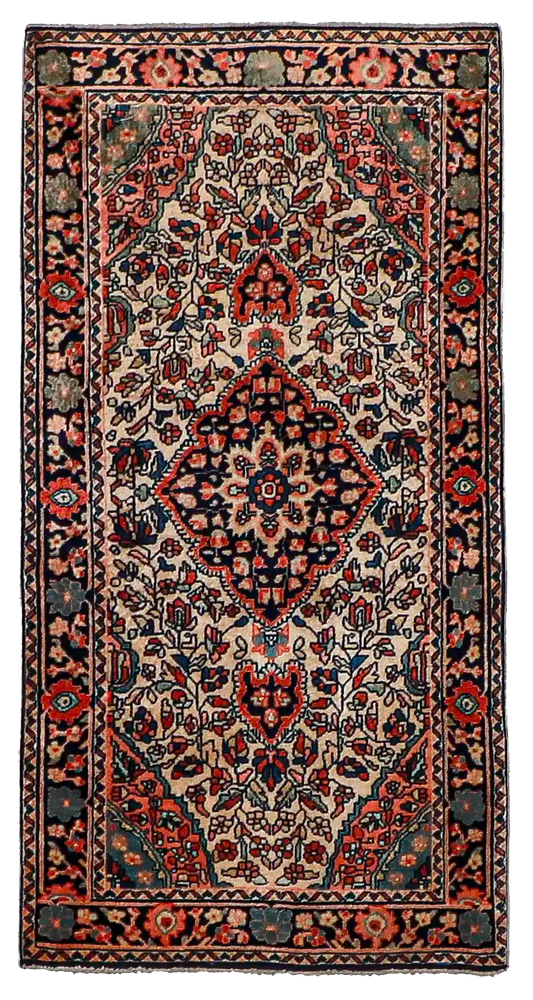 W 2.1 L 4.1 Farahan Antique Runner 100% Wool Hand-Woven All-Over Design - 58381