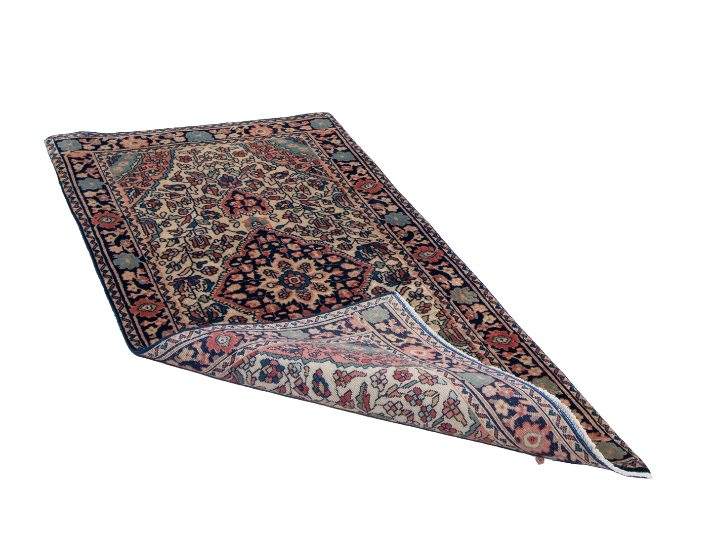 W 2.1 L 4.1 Farahan Antique Runner 100% Wool Hand-Woven All-Over Design - 58381