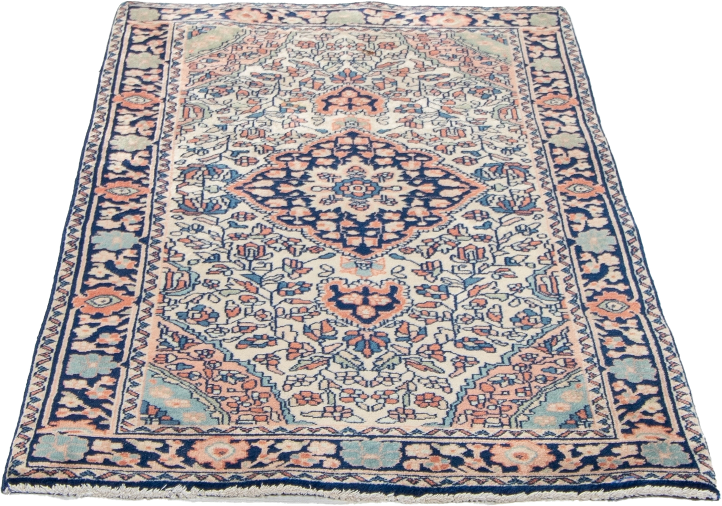 W 2.1 L 4.1 Farahan Antique Runner 100% Wool Hand-Woven All-Over Design - 58381