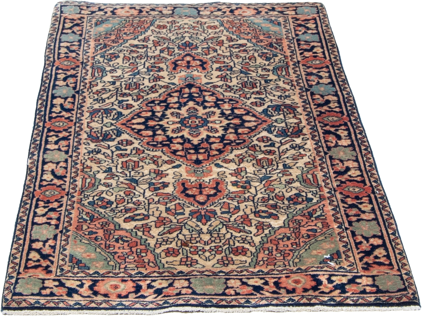 W 2.1 L 4.1 Farahan Antique Runner 100% Wool Hand-Woven All-Over Design - 58381