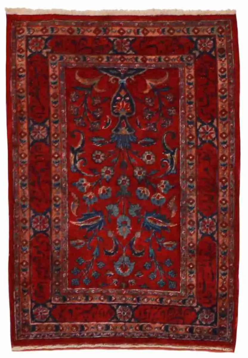 2 x 2.10 - Mohajeran Wool Floral Rectangle - Finest Hand-Knotted Quality Wool - Antique — 58427