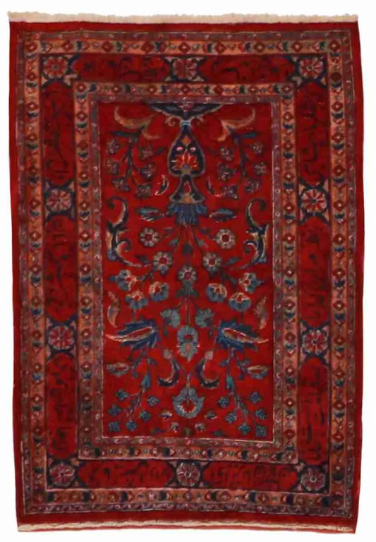 2 x 2.10 - Mohajeran Wool Floral Rectangle - Finest Hand-Knotted Quality Wool - Antique — 58427