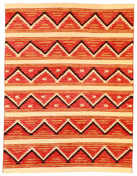 W 8.10 L 11.8 Mountain Modern 100% Wool Hand-Woven All-Over Design - 58437