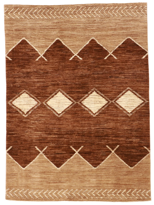 W 5 - L 7 - Navajo Fine/Wool Geometric Rectangle - Hand Woven Rug - 58438