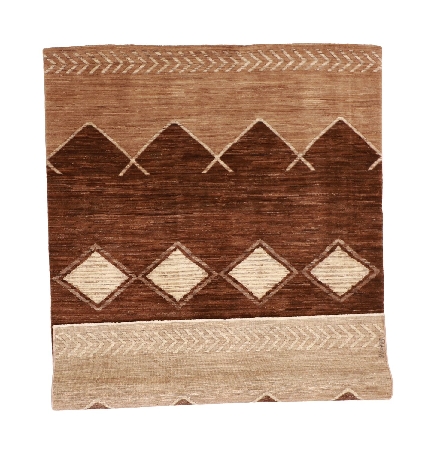 W 5.1 L 7 Mountain Modern 100% Wool Hand-Woven Geometric Design - 58438