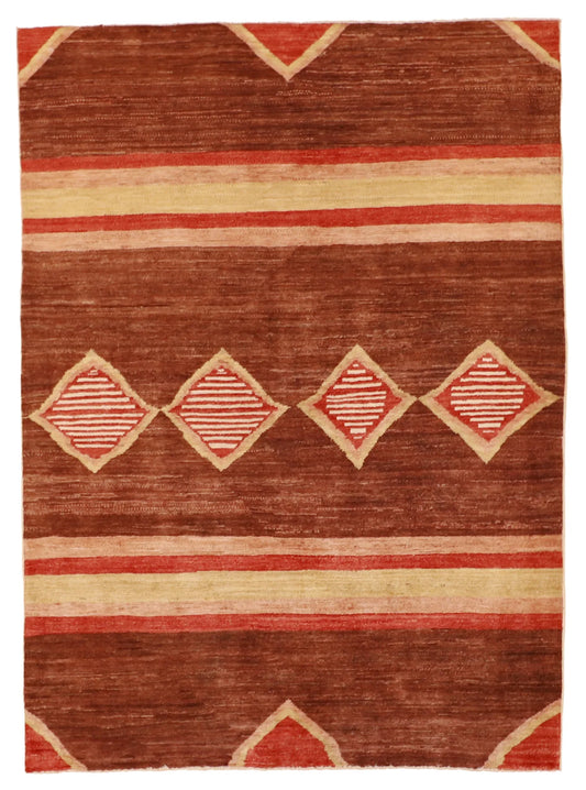 4.3 x 5.11 - Mountain Modern Wool Western Rectangle - Finest Hand-Knotted Quality Wool — 58467