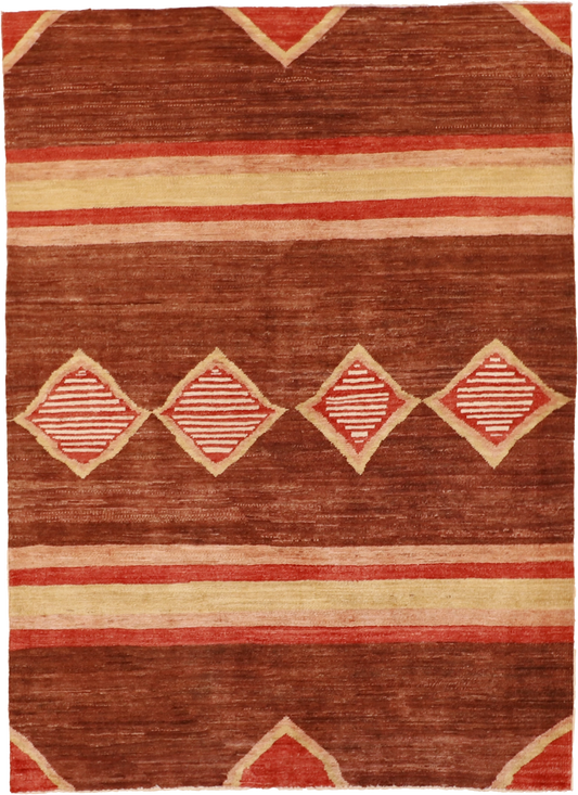 W 4.3 L 5.11 Mountain Modern 100% Wool Hand-Woven Geometric Design - 58467