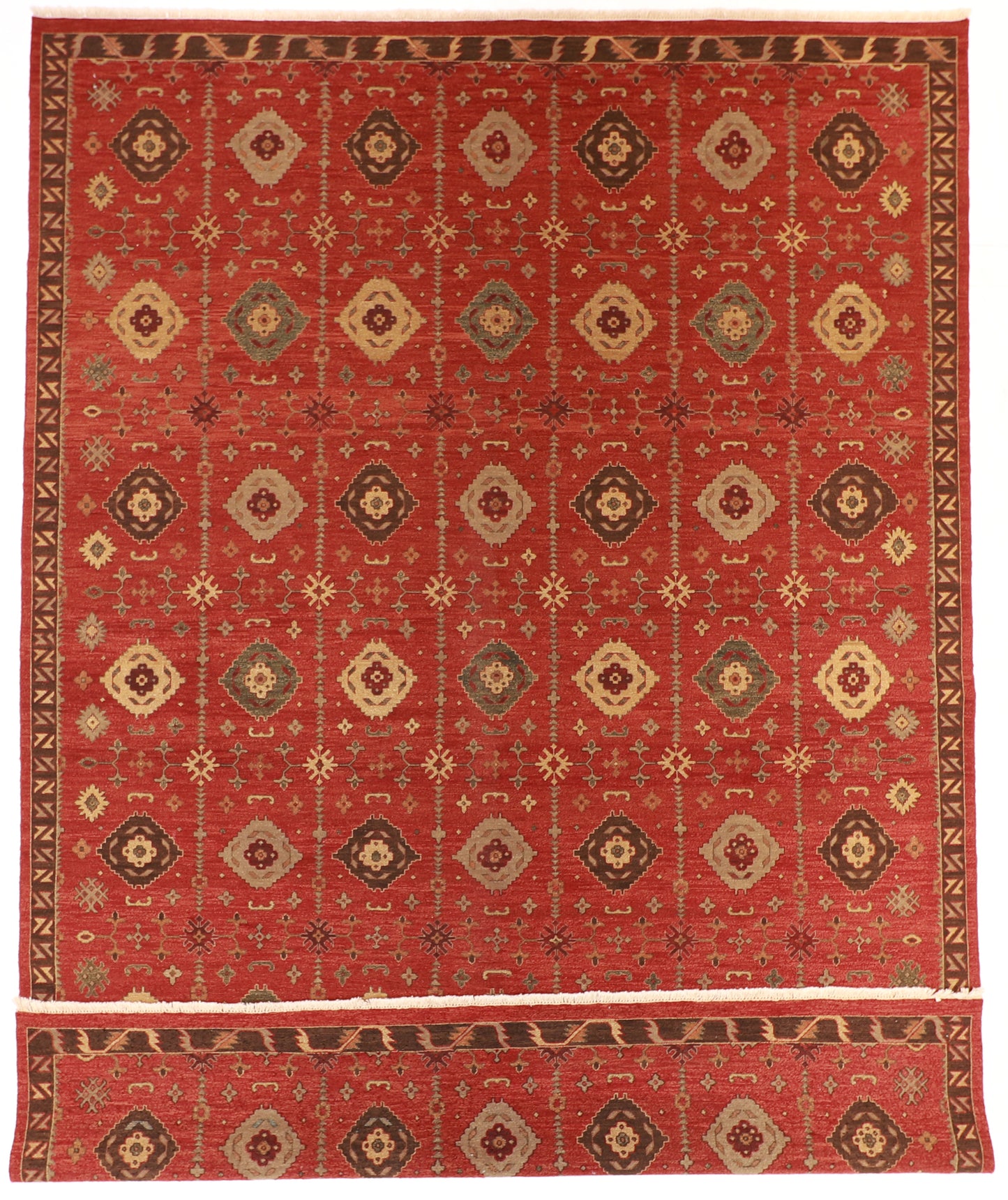W 10 - L 14 - Mahal Fine/Wool All Over Rectangle - Finest Hand-Knotted Quality Wool - 58471