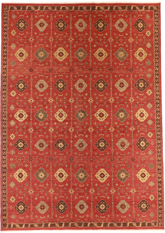 W 10 L 14 Mahal 100% Wool Hand-Woven All-Over Design - 58471