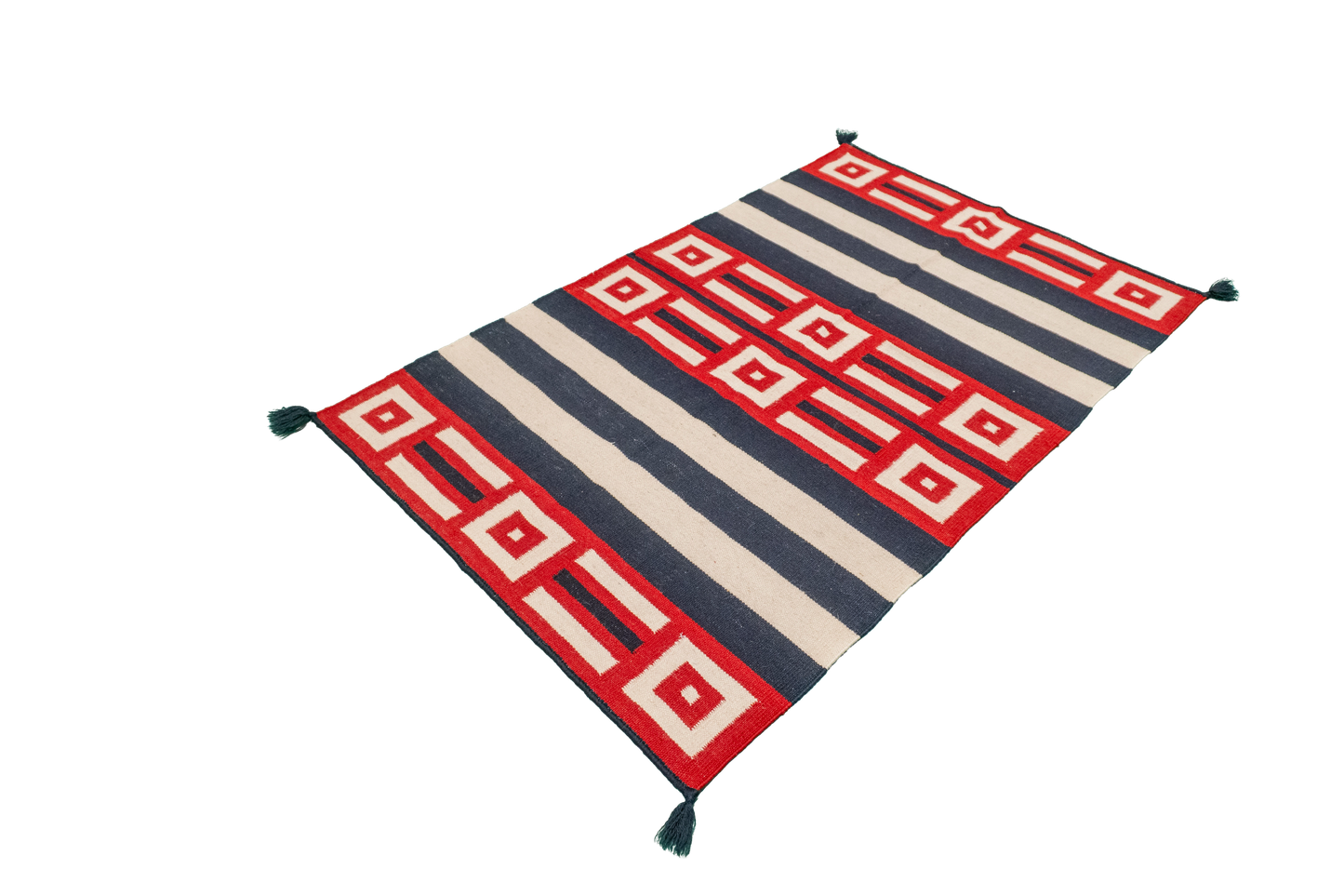 W 3 L 5 Navajo 100% Wool Hand-Woven Geometric Design - 58501